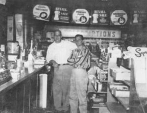 W. Frank 'Doc' Posey and Hugh Ford at Posey's Drug Store