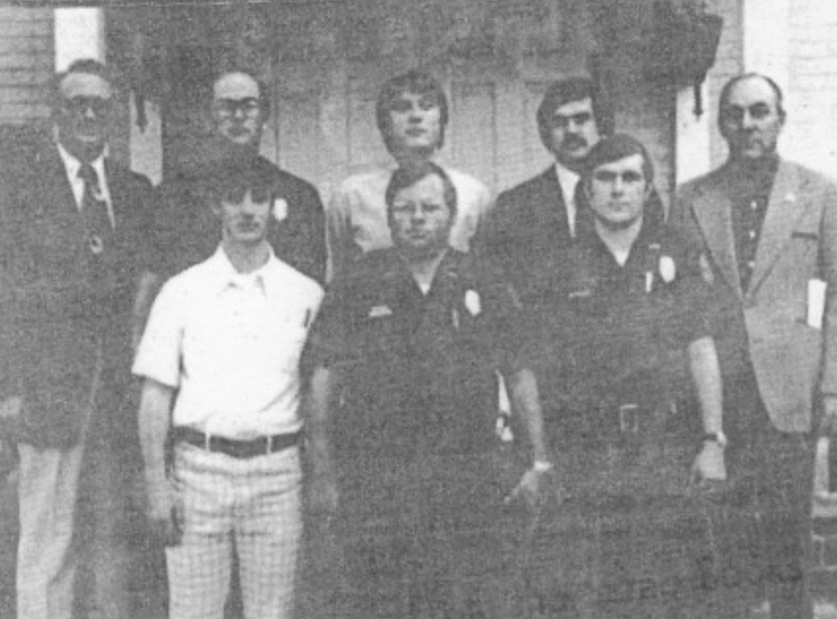 New Germantown police officers hired last month were introduced at a recent meeting of the Board of Mayor and Aldermen.   Back row, from left, Mayor W.A. “Dub” Nance, Jay Johnson, Brian Roper, Bruce Fergusson, Police Chief Joseph Gagliano  Front row, Robert Davis, Eddie Boatright and Robert Armbruster