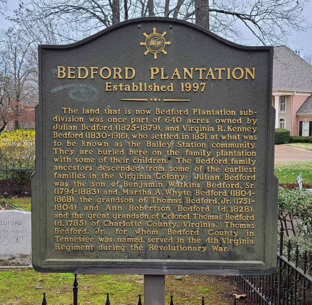 Bedford Plantation Cemetery Marker